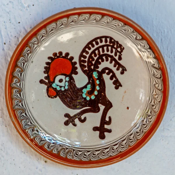 Rumuńska Tradycyjna Płyta Ceramiczna Horezu Obszarze Rumunia — Zdjęcie stockowe