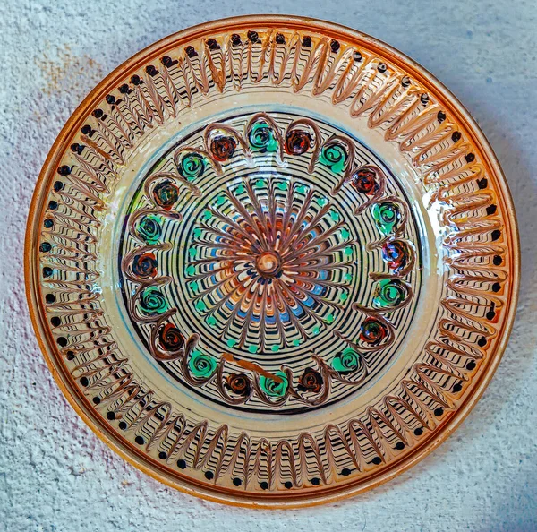 Piatto Ceramica Tradizionale Rumeno Horezu Area Romania — Foto Stock