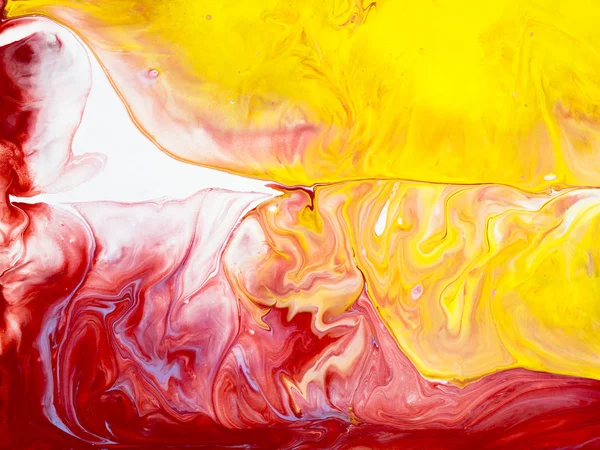 Red and yellow marble abstract hand painted background, close-up of acrylic painting on canvas. Creative abstract hand painted background, texture, background, wallpaper.