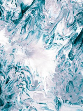 Turkuaz yaratıcı soyut el boyalı arka plan, duvar kağıdı, doku, tuval üzerine akrilik resim yakın çekim parçası. Modern sanat. Çağdaş sanat.