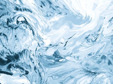 Mavi yaratıcı soyut el boyalı arka plan, duvar kağıdı, doku, yakın çekim fırça darbeleriyle tuval üzerine akrilik resim parçası. Modern sanat. Çağdaş Sanat.