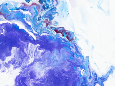 Mavi ve mor yaratıcı soyut el boyalı arka plan, duvar kağıdı, doku, tuval üzerine akrilik resim yakın çekim parçası. Modern sanat. Çağdaş sanat.