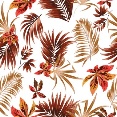 Dikişsiz desen tropikal palmiye ağacının yaprakları. Vektör arka plan.