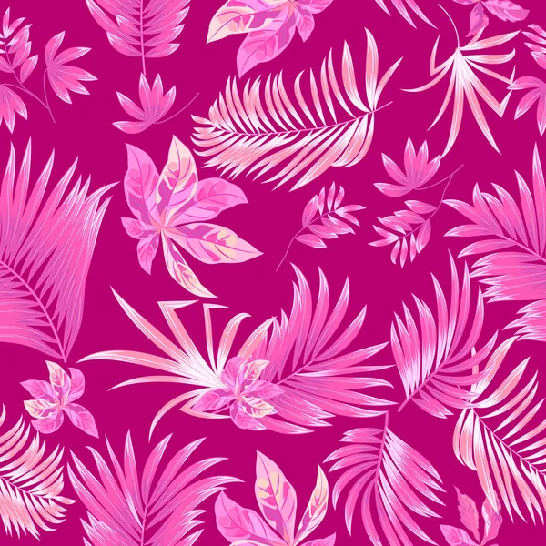 Patrón Inconsútil Hojas Tropicales Palmera Fondo Vectorial — Archivo Imágenes Vectoriales