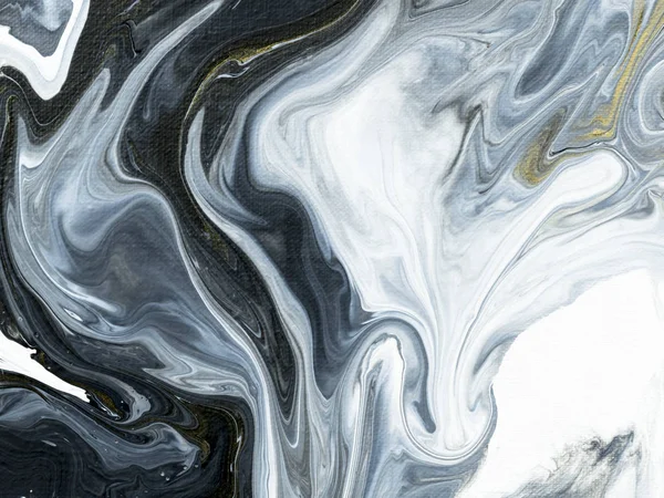 Blanco Negro Con Fondo Pintado Mano Abstracto Mármol Dorado Primer — Foto de Stock