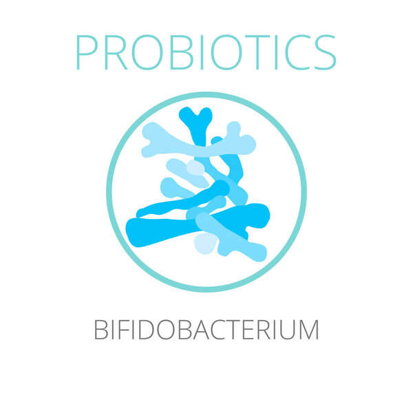Пробиотики Bifidobacterium, векторная иллюстрация. Хорошие бактерии микроорганизма изолированы на белом фоне. Пробиотическая векторная концепция
.
