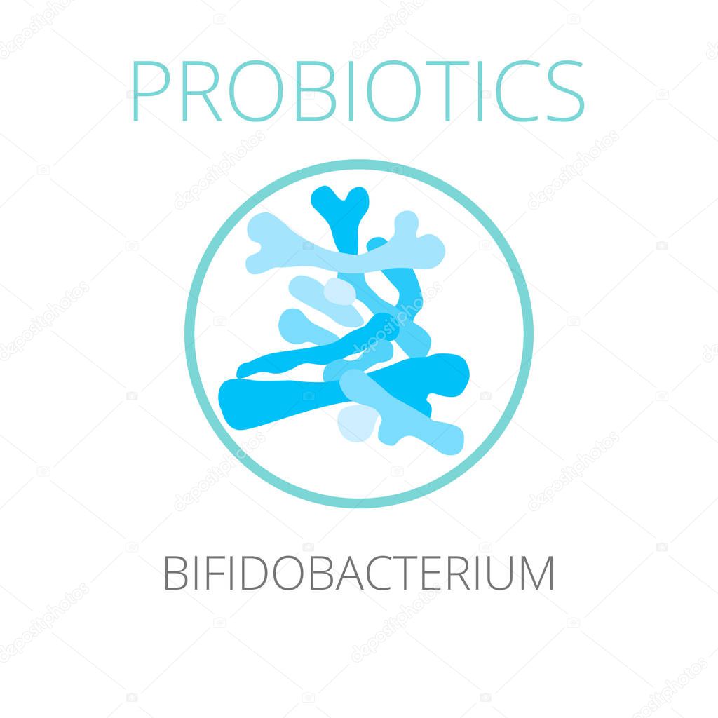 Probiotics Bifidobacterium, vector illustration. Good bacteria microorganism isolated on white background. Probiotics vector concept.
