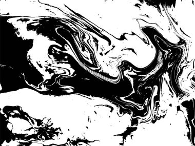 Siyah ve beyaz sıvı doku. Grunge vektör çizgili arka plan, illüstrasyon Ebru elle çizilmiş. Soyut vektör arka plan. Tek renkli mermer desen.