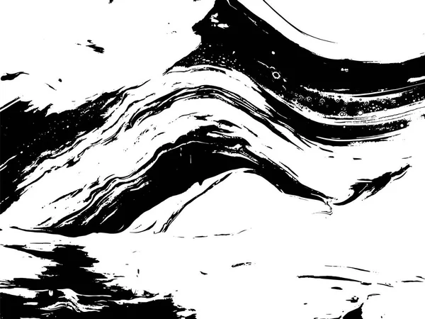 Черно Белая Жидкая Текстура Гранж Векторный Полосатый Фон Мраморная Иллюстрация — стоковый вектор