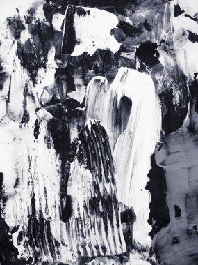 Siyah ve beyaz yaratıcı soyut el arka plan, fırça akrilik boya tuval, duvar kağıdı, doku parçası boyalı. Modern sanat. Çağdaş sanat.