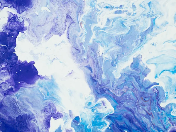 Синий Раскрашенный Вручную Фон Крупным Планом Фрагмент Акриловой Живописи Холсте — стоковое фото