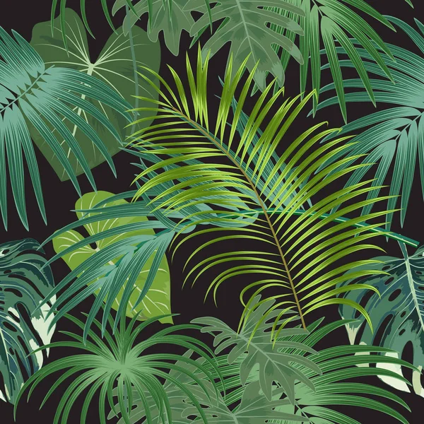 Tropická Rostlina Vzor Bezešvé Tropické Listy Palem Vektorový Pozadí — Stockový vektor