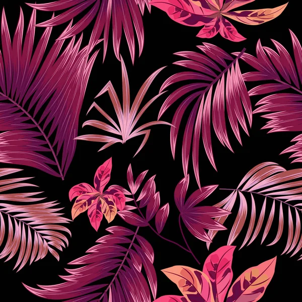 Patrón Inconsútil Planta Tropical Hojas Tropicales Rosadas Palmera Fondo Vectorial — Vector de stock