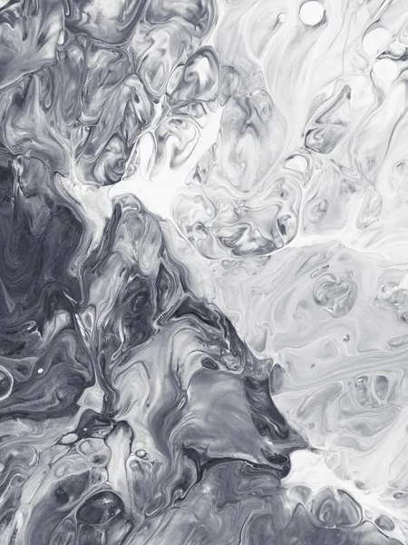 Svart Och Vit Marmor Abstrakt Hand Målade Bakgrunden Närbild Akrylmålning — Stockfoto