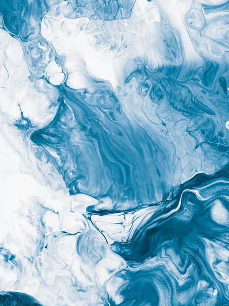 Modrý Mramor Abstraktní Ručně Malované Pozadí Close Malba Akrylem Plátně — Stock fotografie