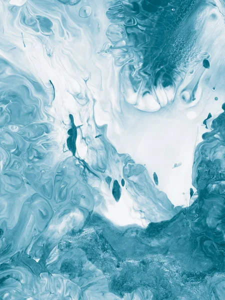 Blauer Marmor Abstrakter Handbemalter Hintergrund Nahaufnahme Von Acrylmalerei Auf Leinwand — Stockfoto