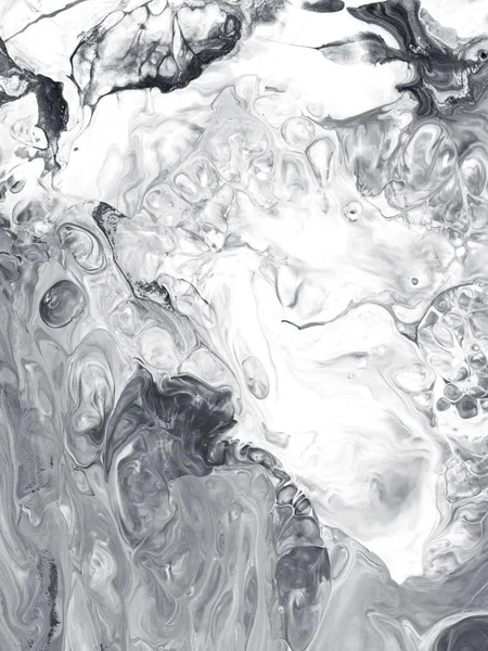 Siyah ve beyaz mermer soyut el arka plan, yakın çekim tuval üzerine akrilik boya boyalı. Çağdaş Sanat.