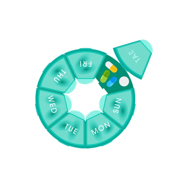 Pills Capsules Pill Organizer Medical Concept Illustration Pharmacy Bag Pill — Stock Vector
