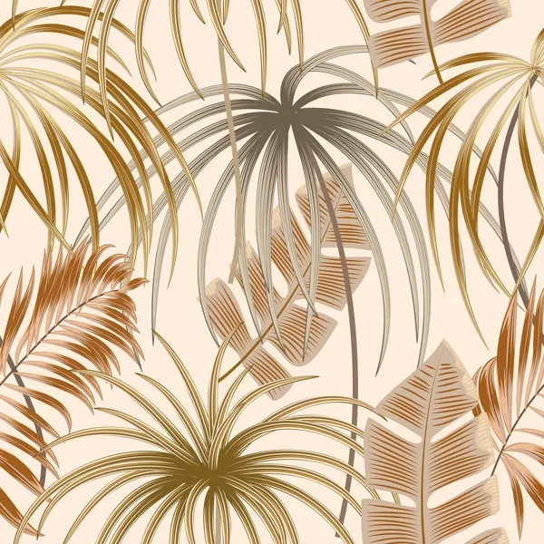 Dikişsiz Desen Egzotik Orman Tesisi Tropikal Palmiye Yaprakları Çiçek Vektör — Stok Vektör