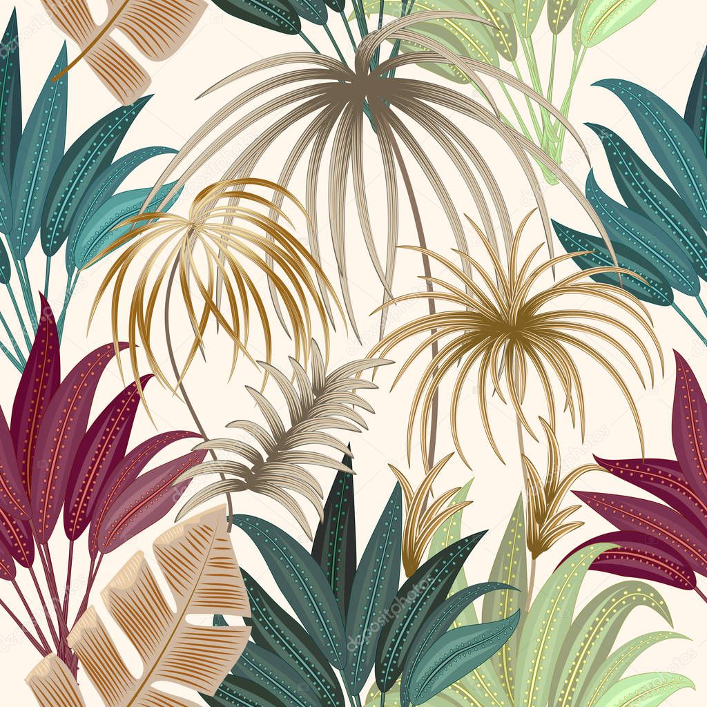 Seamless pattern of exotic jungle plant tropical palm leaves, floral vector. Nature wallpaper.Vector background.