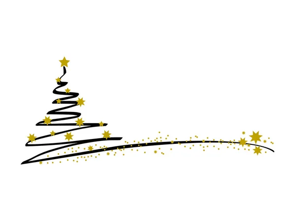 Buon Natale Sfondo Con Albero Natale Stella Oro Vettore — Vettoriale Stock