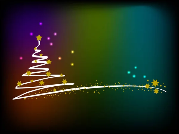 Buon Natale Sfondo Con Albero Natale Stella Oro Vettore — Vettoriale Stock