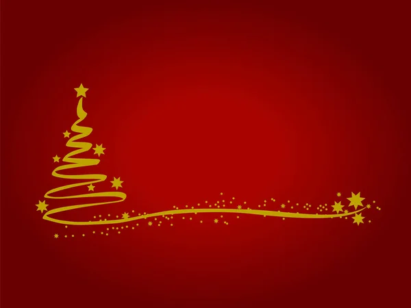 Buon Natale Sfondo Rosso Con Albero Natale Oro Stella Vettore — Vettoriale Stock