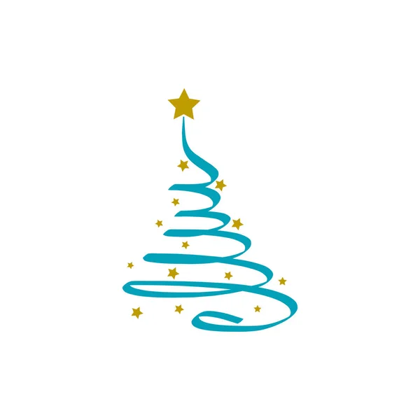 Buon Natale Sfondo Con Albero Natale Blu Stella Oro Vettore — Vettoriale Stock