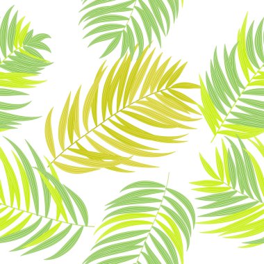 Tropik orman palmiyesi pürüzsüz desen, vektör arkaplan bırakır