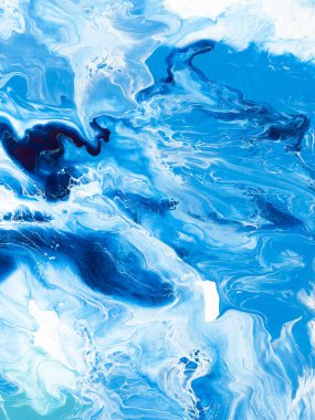 Mavi yaratıcı soyut el boyalı arka plan, mermer doku, soyut okyanus, tuval üzerine akrilik resim parçası. Modern sanat. Çağdaş sanat.