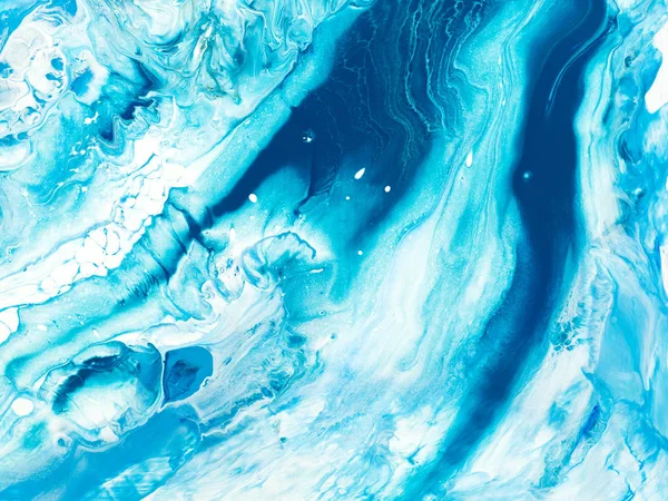 Niebieski Twórczy Abstrakcyjny Ręcznie Malowany Tło Faktura Marmuru Fragment Malarstwa — Zdjęcie stockowe