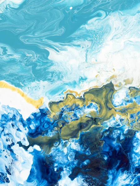 Fondo Pintado Mano Abstracto Creativo Azul Dorado Textura Mármol Fragmento — Foto de Stock