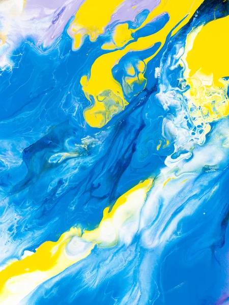 Fondo Pintado Mano Abstracto Creativo Azul Amarillo Textura Mármol Fragmento — Foto de Stock