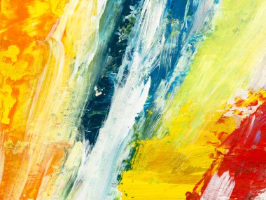 Renkli yaratıcı soyut el arka plan, fırça dokusu, tuval üzerine akrilik resim parçası boyalı. Modern sanat. Çağdaş sanat.