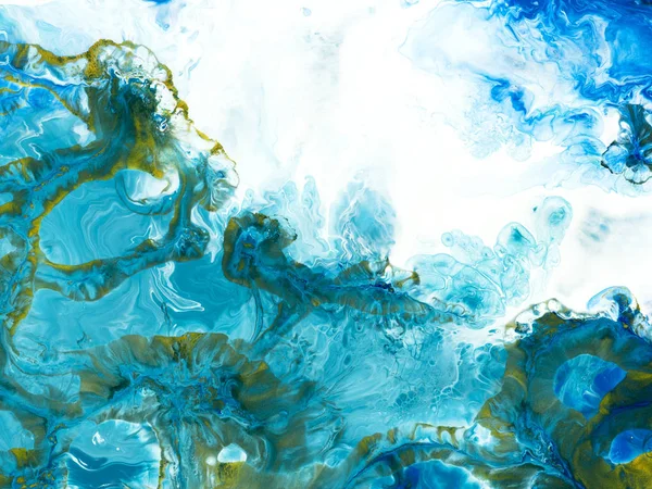 Azul Ouro Criativo Abstrato Pintado Mão Fundo Textura Mármore Fragmento — Fotografia de Stock