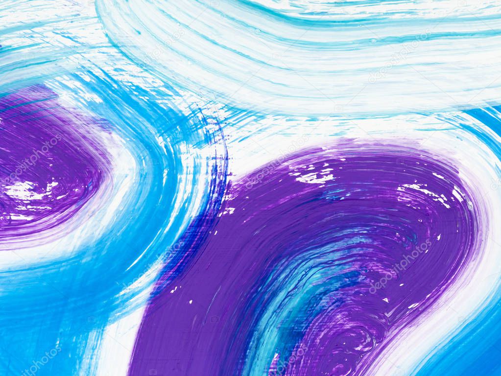 Blue and violet creative abstract hand painted background, brush texture, fragment of acrylic painting on canvas. Modern art. Contemporary art.