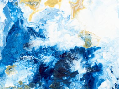 -Mavi ve altın yaratıcı soyut el boyalı arka plan, mermer doku, soyut okyanus, tuval üzerine akrilik resim parçası. Modern sanat. Çağdaş sanat.