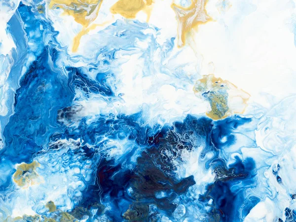 -Mavi ve altın yaratıcı soyut el boyalı arka plan, mermer doku, soyut okyanus, tuval üzerine akrilik resim parçası. Modern sanat. Çağdaş sanat.