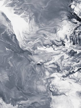 Siyah ve beyaz yaratıcı soyut el boyalı arka plan, mermer doku, fırça darbeleriyle tuval üzerine akrilik resim parçası. Modern sanat. Çağdaş sanat.