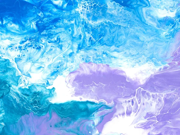 蓝色和紫色的创造性抽象手绘背景 大理石纹理 在画布上的丙烯酸绘画片断 现代艺术 当代艺术 — 图库照片
