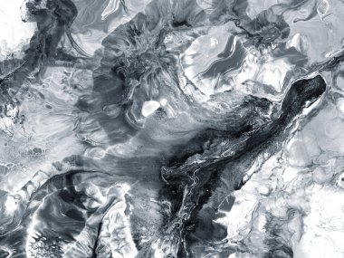 Siyah ve beyaz yaratıcı soyut el arka plan, fırça dokusu, tuval üzerine akrilik resim parçası boyalı. Modern sanat. Çağdaş sanat.