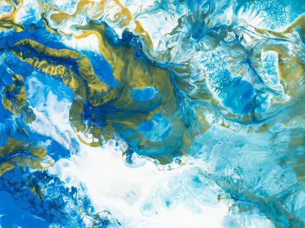 Modré Zlaté Tvůrčí Abstraktní Ručně Malované Pozadí Textuře Mramoru Abstraktní — Stock fotografie