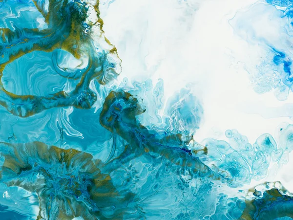 Blått Och Guld Kreativa Abstrakt Hand Målade Bakgrunden Marmor Textur — Stockfoto