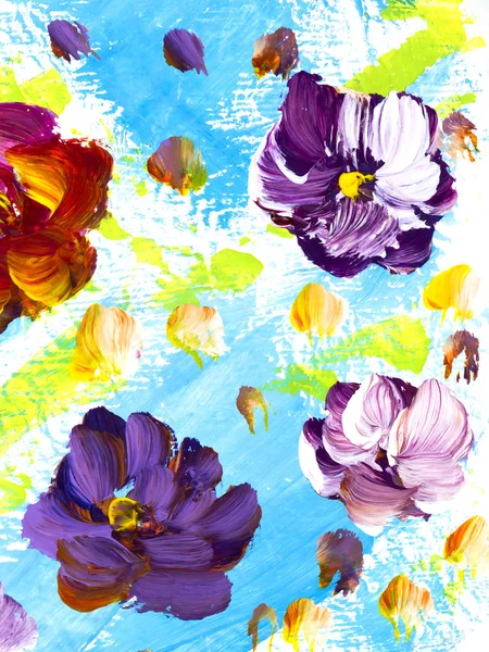 Streszczenie kwiaty, kreatywne streszczenie ręcznie malowane tła — Zdjęcie stockowe