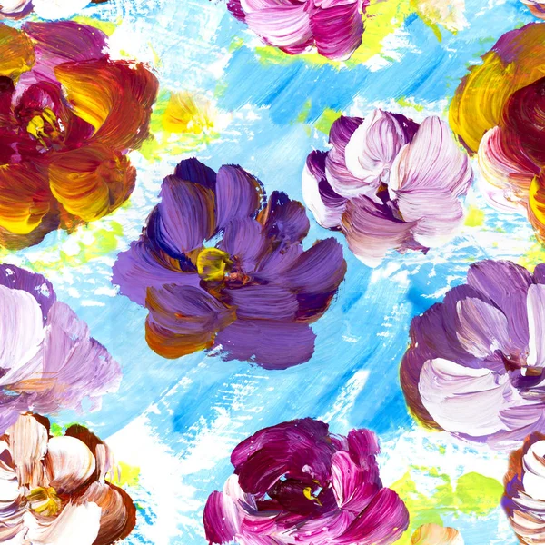Nahtloses Blumenmuster mit abstrakten bunten Blumen — Stockfoto