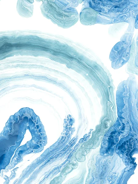 Blå Kreativa Abstrakt Handmålade Bakgrund Marmor Textur Fragment Akrylmålning Duk — Stockfoto