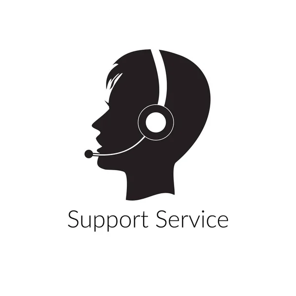 Agent Service Client Avec Casque Logo Service Client Centre Appels — Image vectorielle