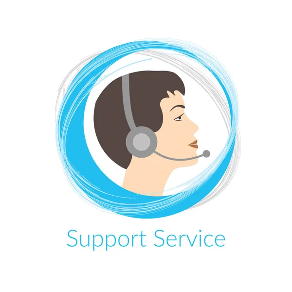 Customer Support Service Agent Headset Call Center Client Service Logo — Stock Vector