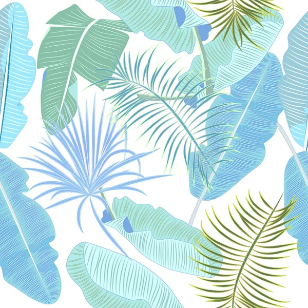 熱帯のジャングルのシュロの葉のシームレスなパターン 花のベクトルの背景 エキゾチックなプリント — ストックベクタ