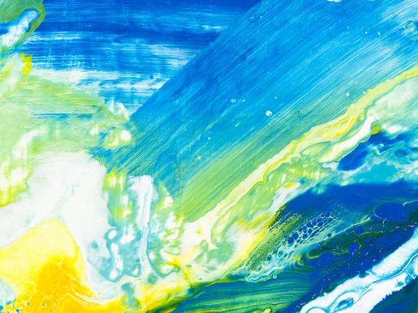 Modré Zelené Žluté Abstraktní Malba Pozadí Fragment Malby Tapety Textury — Stock fotografie
